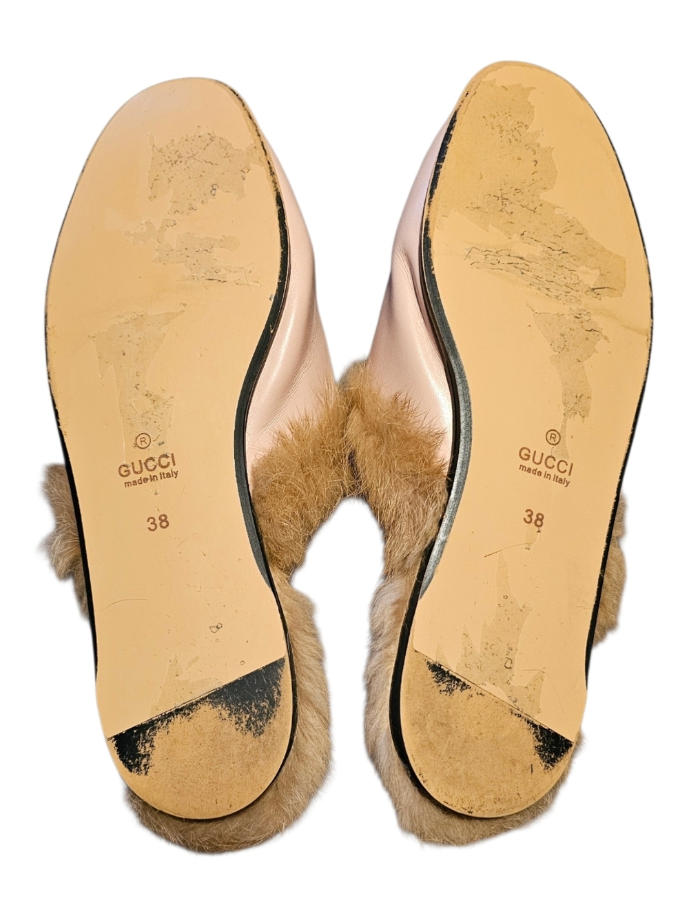 Brand Unkown Pink Fur-Trim Horsebit Mules - Picture 6 of 8
